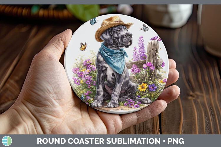 GorgeousDogs 01 Bandana Summer Round Coaster design.