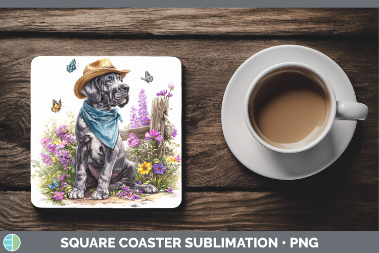 Great Dane Square Coaster Dogs 01 Bandana Summer Sublimation
