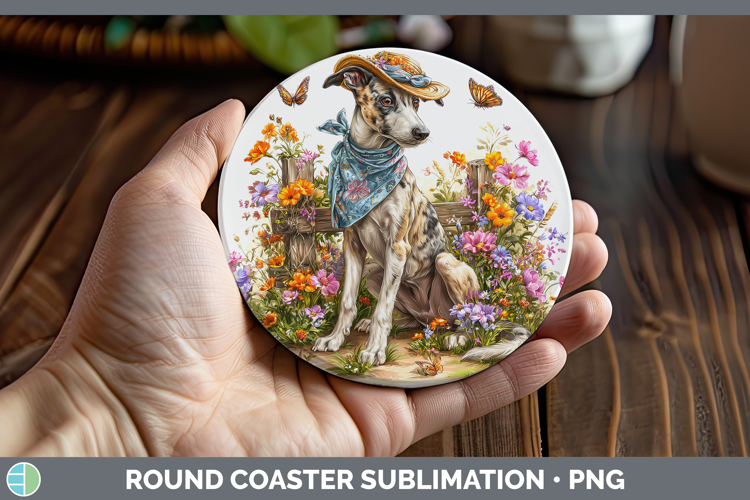 Greyhound Round Coaster Dogs 01 Bandana Summer Sublimation C