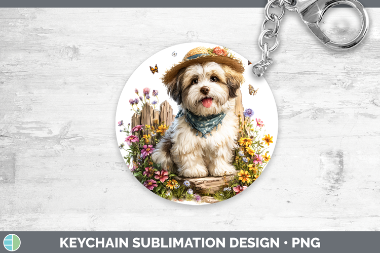 Lhasa Apso Keychain Dogs 01 Bandana Summer Sublimation Keyri