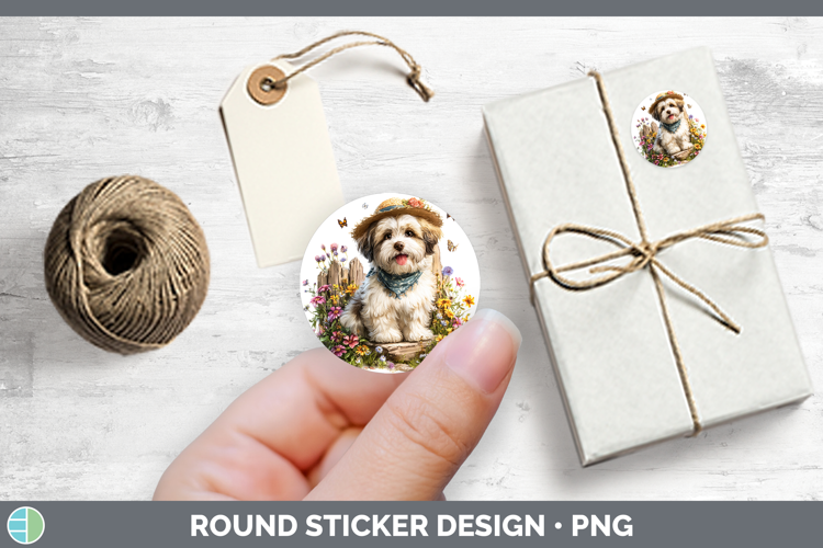 Dogs 01 Bandana Summer Lhasa Apso Stickers | Round Labels De