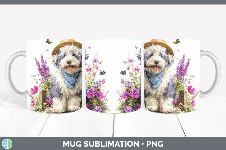 Old English Sheepdog Mug Wrap Dogs 01 Bandana Summer Sublima