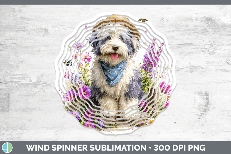 Old English Sheepdog Wind Spinner Dogs 01 Bandana Summer Sub