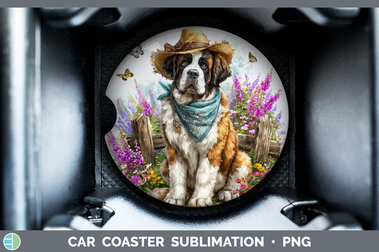 Saint Bernard Car Coaster Dogs 01 Bandana Summer Sublimation