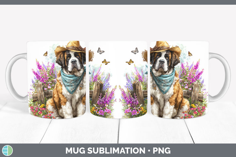 Saint Bernard Mug Wrap Dogs 01 Bandana Summer Sublimation Co