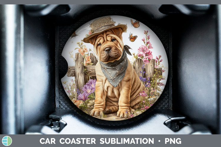 Shar Pei Car Coaster Dogs 01 Bandana Summer Sublimation Des