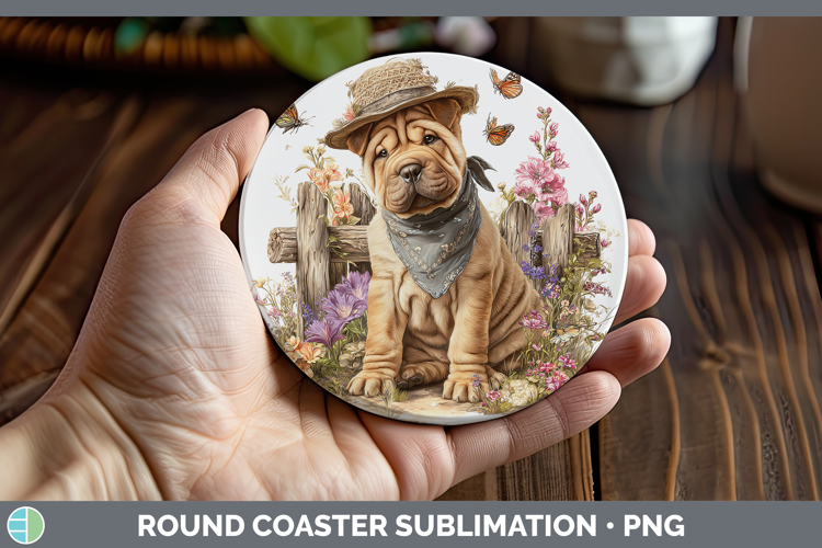 Shar Pei Round Coaster Dogs 01 Bandana Summer Sublimation Co