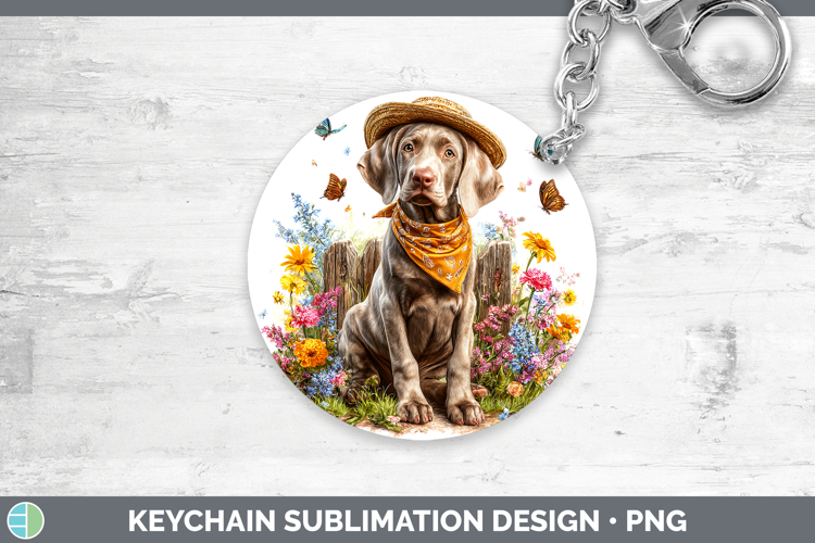 Weimaraner Keychain Dogs 01 Bandana Summer Sublimation Keyri