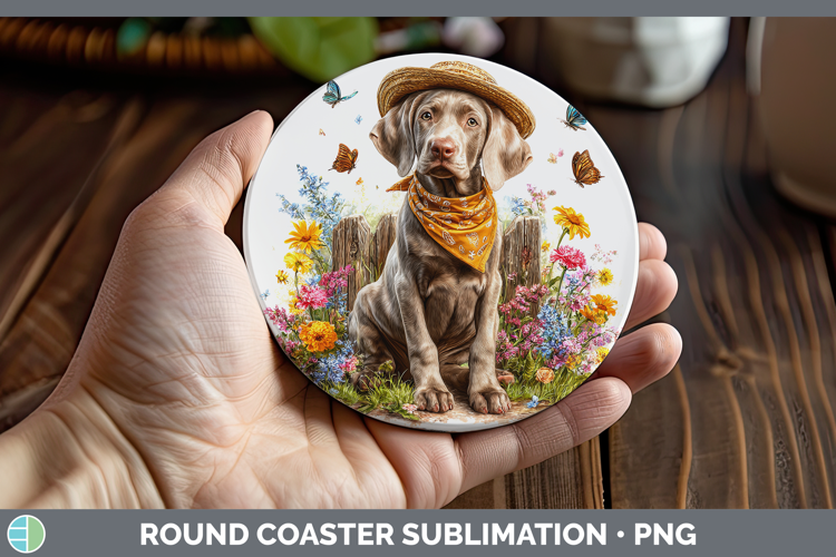 Weimaraner Round Coaster Dogs 01 Bandana Summer Sublimation