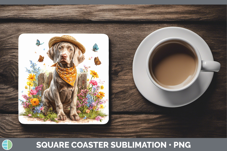 Weimaraner Square Coaster Dogs 01 Bandana Summer Sublimation