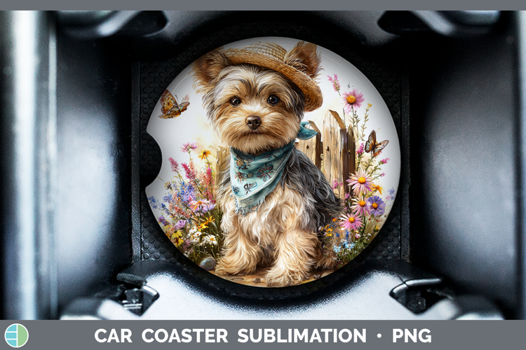 Yorkshire Terrier Car Coaster Dogs 01 Bandana Summer Sublima