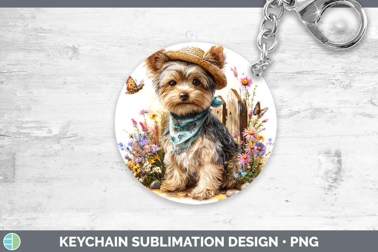 Yorkshire Terrier Keychain Dogs 01 Bandana Summer Sublimatio
