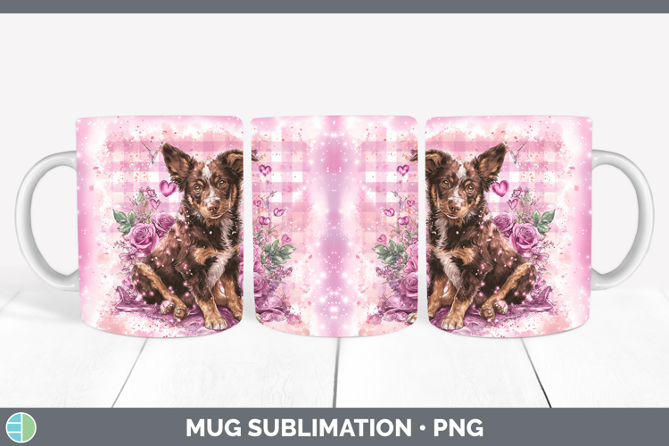 Australian Kelpie Dogs 01 Checker Valentine Mug Wrap Sublima