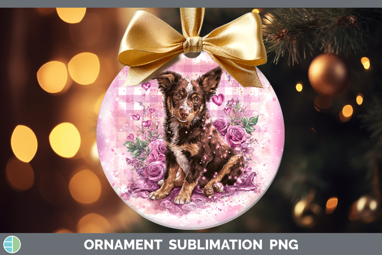 Australian Kelpie Dogs 01 Checker Valentine Ornament Sublima