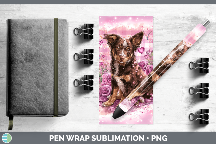 Australian Kelpie Dogs 01 Checker Valentine Pen Wrap Sublima