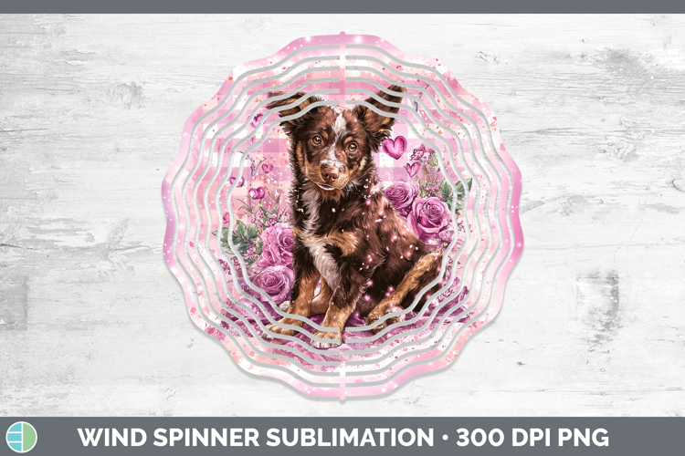 Australian Kelpie Dogs 01 Checker Valentine Wind Spinner Sub