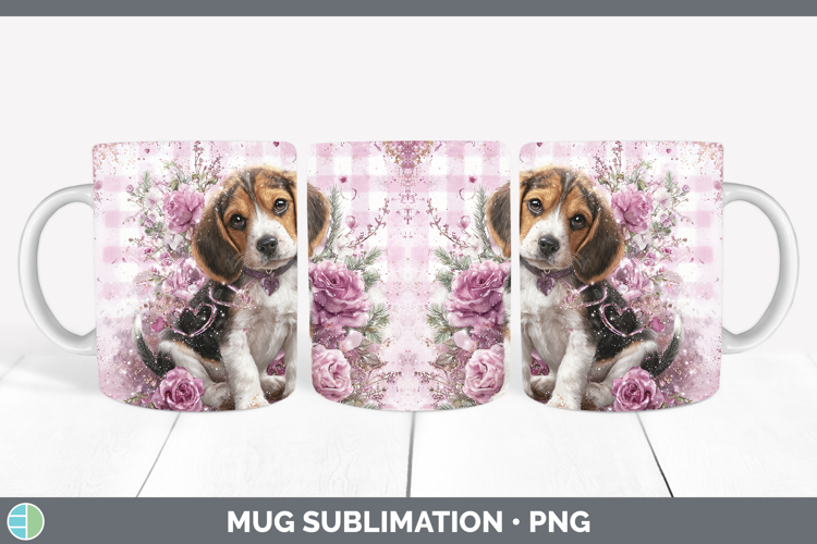 Beagle Dogs 01 Checker Valentine Mug Wrap Sublimation Design
