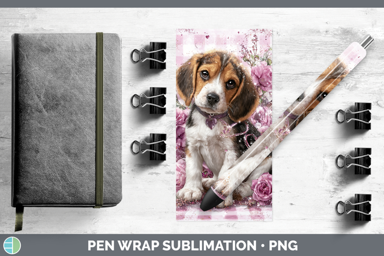 Beagle Dogs 01 Checker Valentine Pen Wrap Sublimation Design