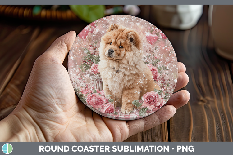 Chow Chow Dogs 01 Checker Valentine Round Coaster Sublimatio