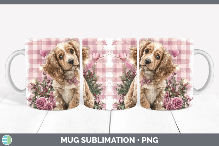 Cocker Spaniel Dogs 01 Checker Valentine Mug Wrap Sublimatio