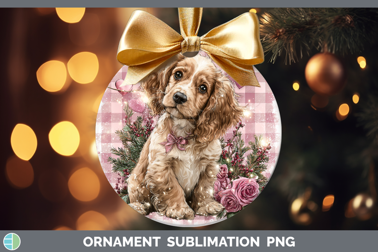 Cocker Spaniel Dogs 01 Checker Valentine Ornament Sublimatio