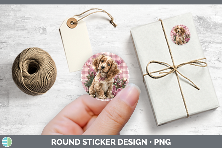 Cocker Spaniel Dogs 01 Checker Valentine Stickers Design