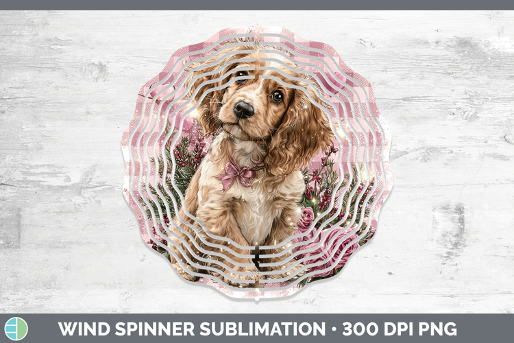 Cocker Spaniel Dogs 01 Checker Valentine Wind Spinner Sublim
