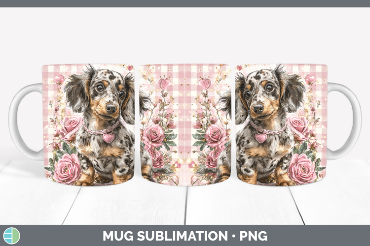 Dachshund Dogs 01 Checker Valentine Mug Wrap Sublimation Des