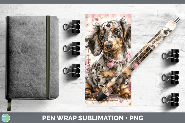 Dachshund Dogs 01 Checker Valentine Pen Wrap Sublimation Des