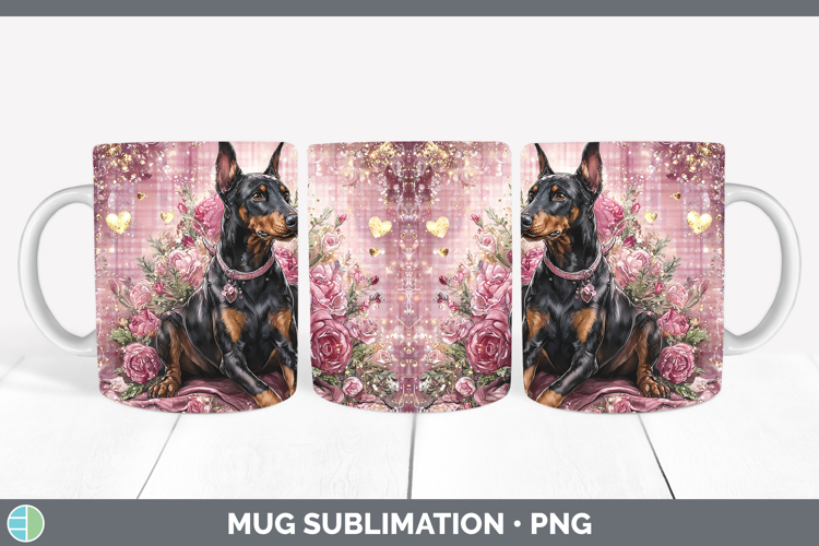 Doberman Pinscher Dogs 01 Checker Valentine Mug Wrap Sublima
