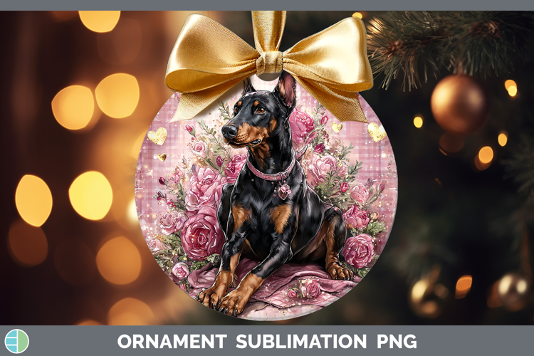 Doberman Pinscher Dogs 01 Checker Valentine Ornament Sublima