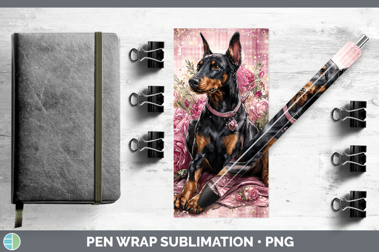 Doberman Pinscher Dogs 01 Checker Valentine Pen Wrap Sublima