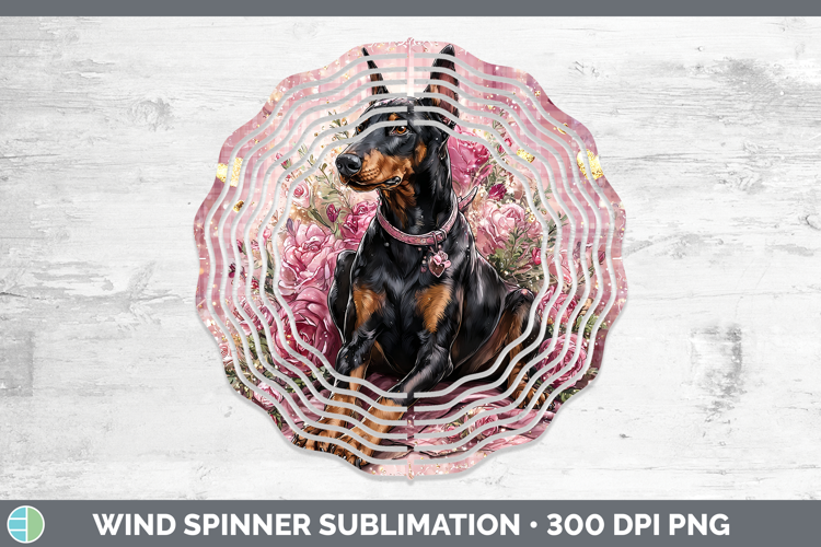 Doberman Pinscher Dogs 01 Checker Valentine Wind Spinner Sub