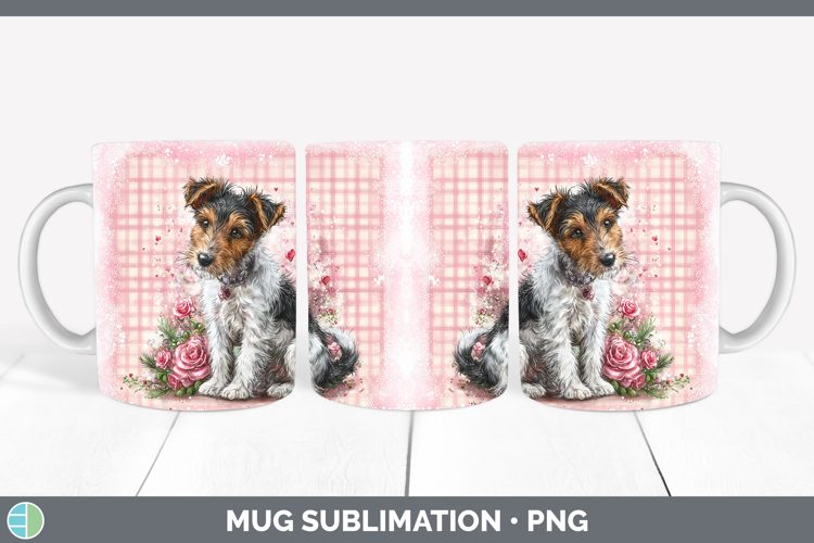 Fox Terrier Dogs 01 Checker Valentine Mug Wrap Sublimation D