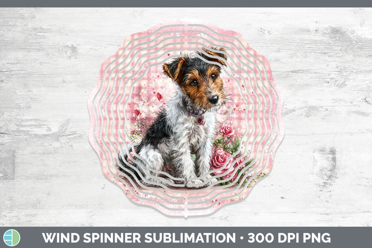 Fox Terrier Dogs 01 Checker Valentine Wind Spinner Sublimati