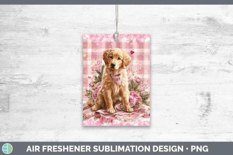 Golden Retriever Dogs 01 Checker Valentine Air Freshener Sub