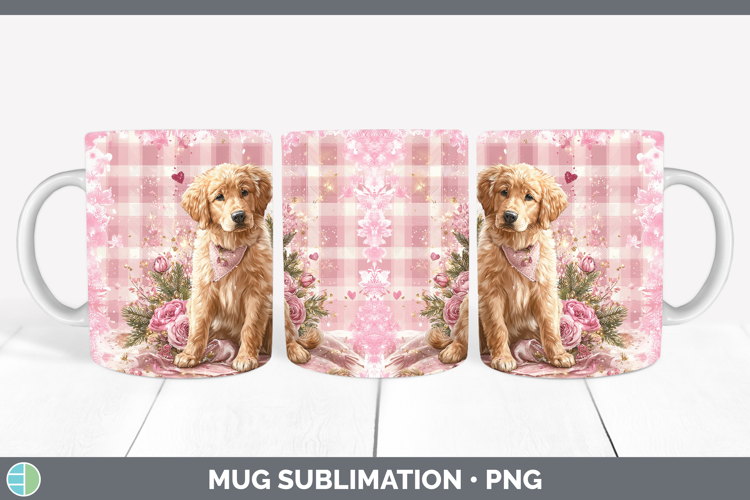 Golden Retriever Dogs 01 Checker Valentine Mug Wrap Sublimat