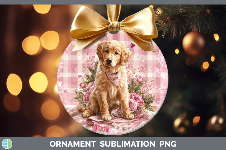 Golden Retriever Dogs 01 Checker Valentine Ornament Sublimat