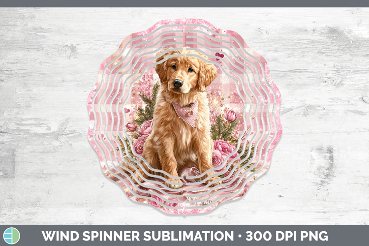 Golden Retriever Dogs 01 Checker Valentine Wind Spinner Subl