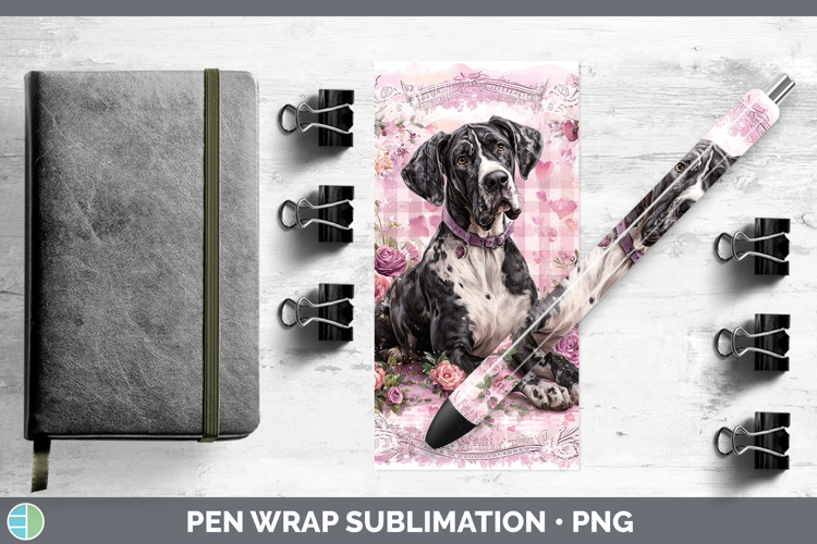 Great Dane Dogs 01 Checker Valentine Pen Wrap Sublimation De