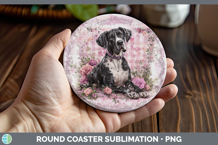 Great Dane Dogs 01 Checker Valentine Round Coaster Sublimati