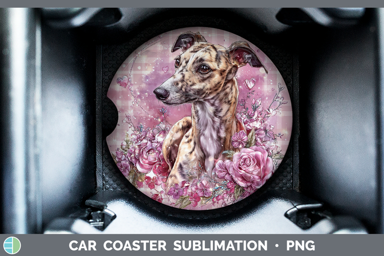 Greyhound Dogs 01 Checker Valentine Car Coaster Sublimation