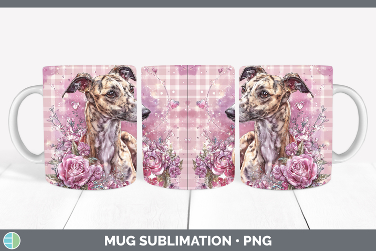 Greyhound Dogs 01 Checker Valentine Mug Wrap Sublimation Des