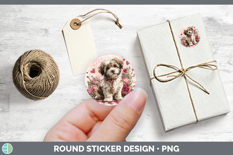 Lhasa Apso Dogs 01 Checker Valentine Stickers Design