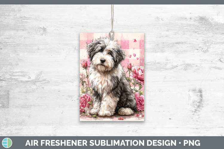 Old English Sheepdog Dogs 01 Checker Valentine Air Freshener