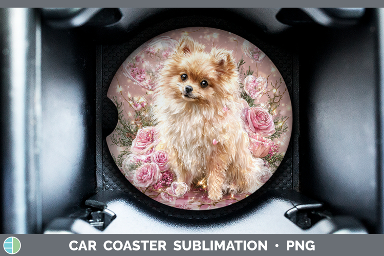 Pomeranian Dogs 01 Checker Valentine Car Coaster Sublimation