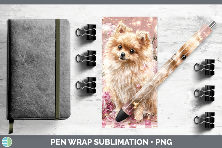 Pomeranian Dogs 01 Checker Valentine Pen Wrap Sublimation De