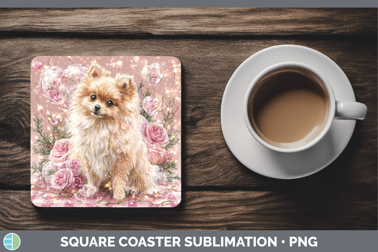 Pomeranian Dogs 01 Checker Valentine Square Coaster Sublimat