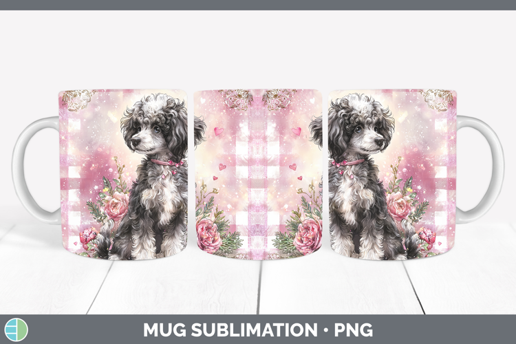 Poodle Dogs 01 Checker Valentine Mug Wrap Sublimation Design