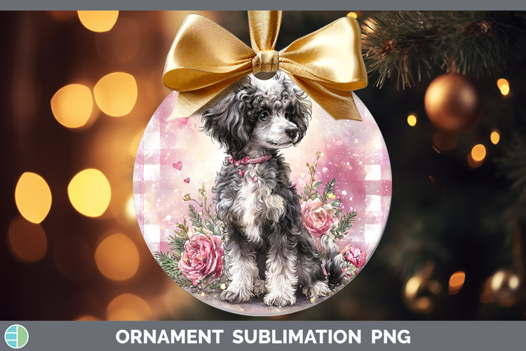 Poodle Dogs 01 Checker Valentine Ornament Sublimation Design